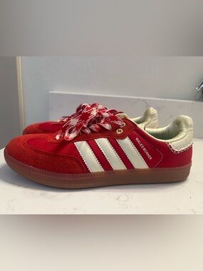 Wales Bonner Red Low-Top Sneakers with Cream Accents